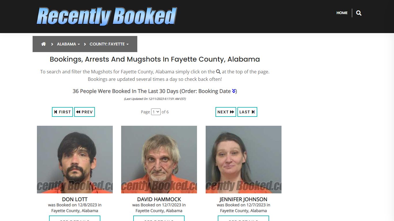 Recent bookings, Arrests, Mugshots in Fayette County, Alabama